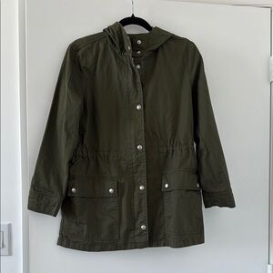 J. Crew Factory Olive Hooded Utility Jacket S